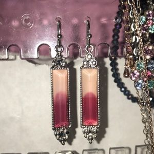 Brand new never worn earrings beautiful silver pink ombré